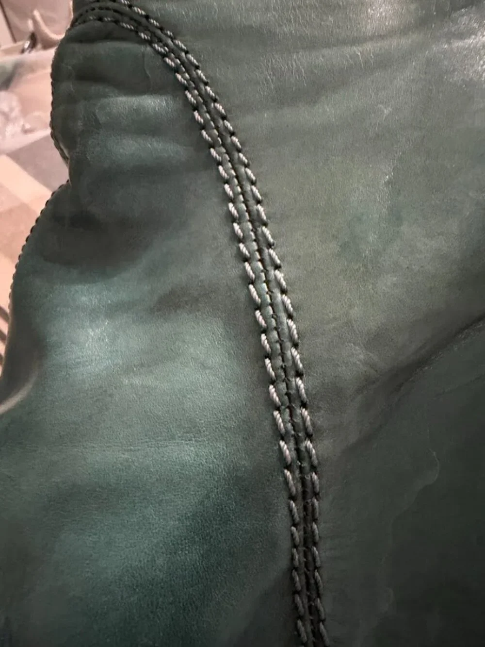 Venezia Teal Wedge Boots Side Zip Slouch Platform Leather EU 37